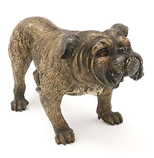 Austrian antique bronze and enamel bulldog
